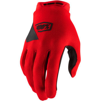 100% Youth Ridecamp Glove Red - Back of Hand View