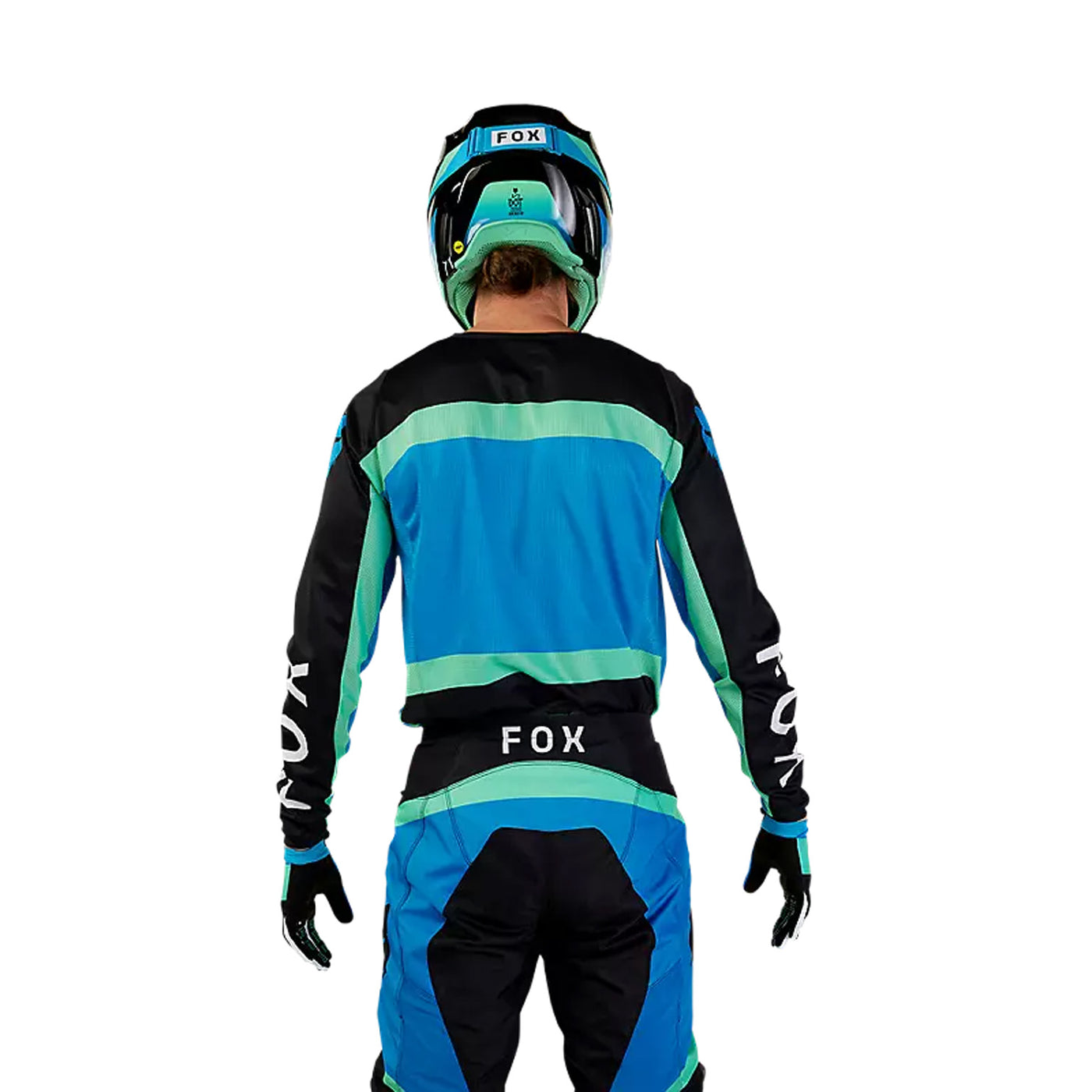 Fox Racing 180 Ballast Jersey Black/Blue - Rear View of Model Posing in Jersey