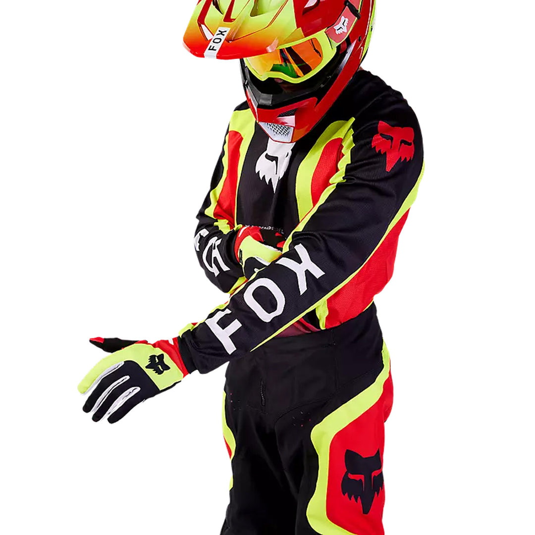 Fox Racing 180 Ballast Jersey Black/Red - Side View of Model Showing Off Sleeve Graphic