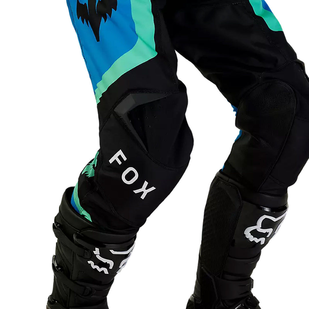Fox Racing 180 Ballast Pants Black/Blue - Close-Up of Knee Graphic and Details