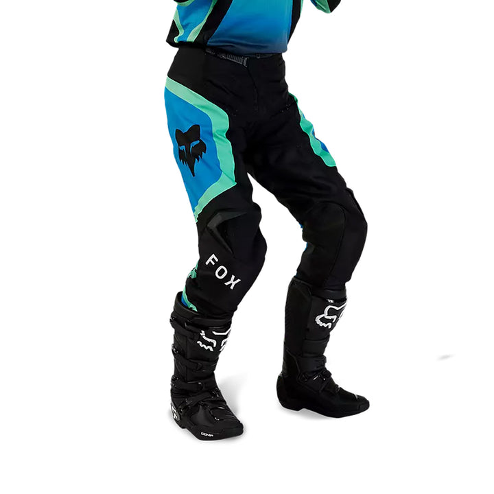 Fox Racing 180 Ballast Pants Black/Blue - Front Right Side View of Model Posing in Pants