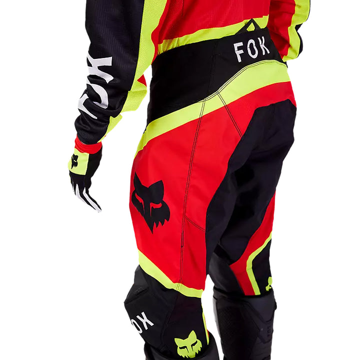 Fox Racing 180 Ballast Pants Black/Red - Rear Left Side View of Model Posing in Pants