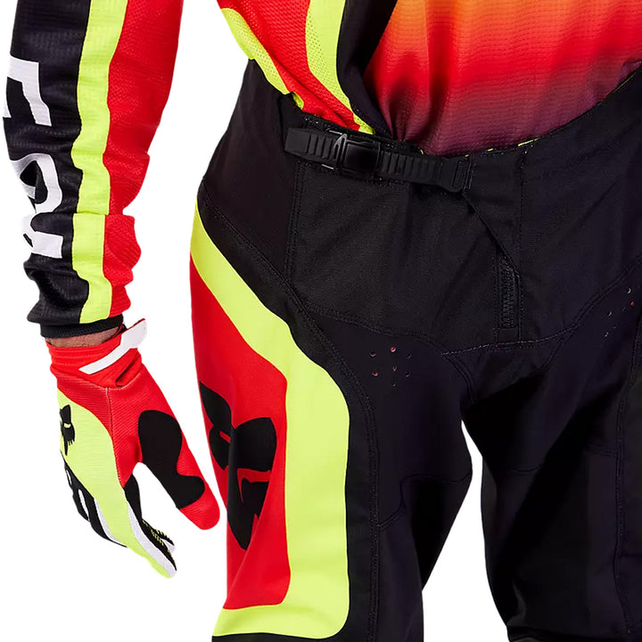 Fox Racing 180 Ballast Pants Black/Red - Close-Up of Belt and Thigh Details