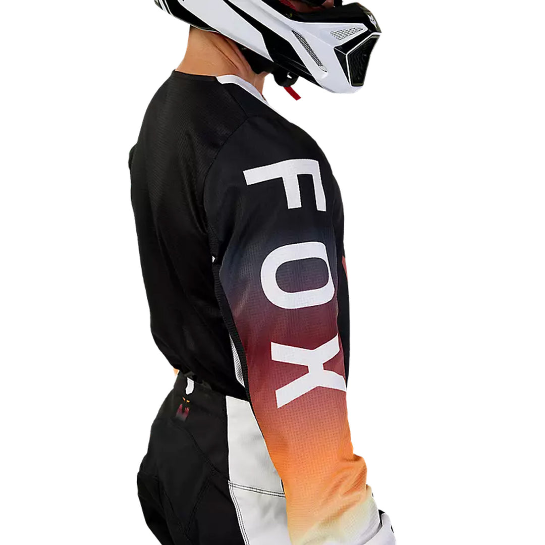 Fox Racing 180 Flora Jersey Black - Side View of Model Posing in Jersey