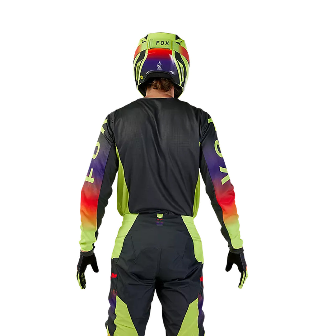 Fox Racing 180 Flora Jersey Dark Shadow Grey - Rear View of Model Posing in Jersey