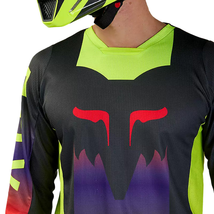 Fox Racing 180 Flora Jersey Dark Shadow Grey - Close-Up of Chest Graphic