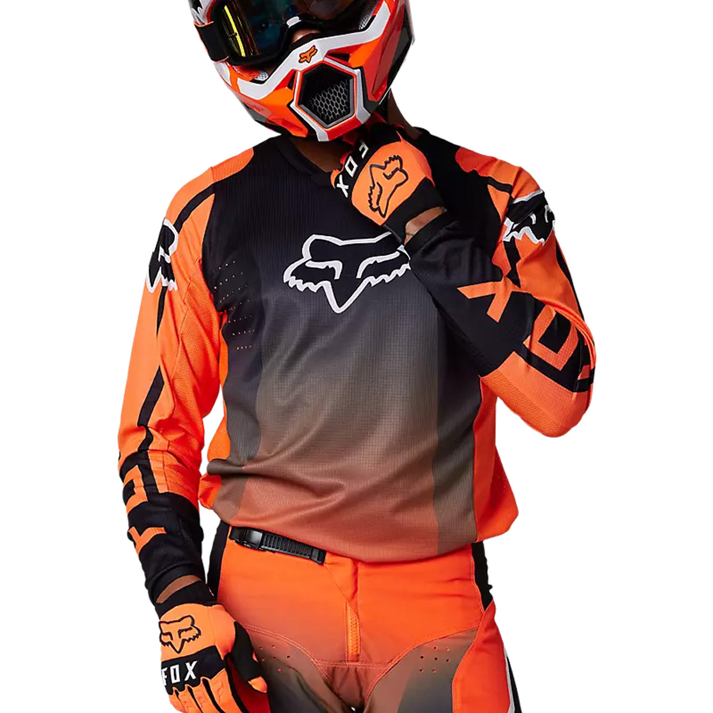 Fox Racing 180 Leed Jersey Fluorescent Orange - Front View of Model Posing in Jersey