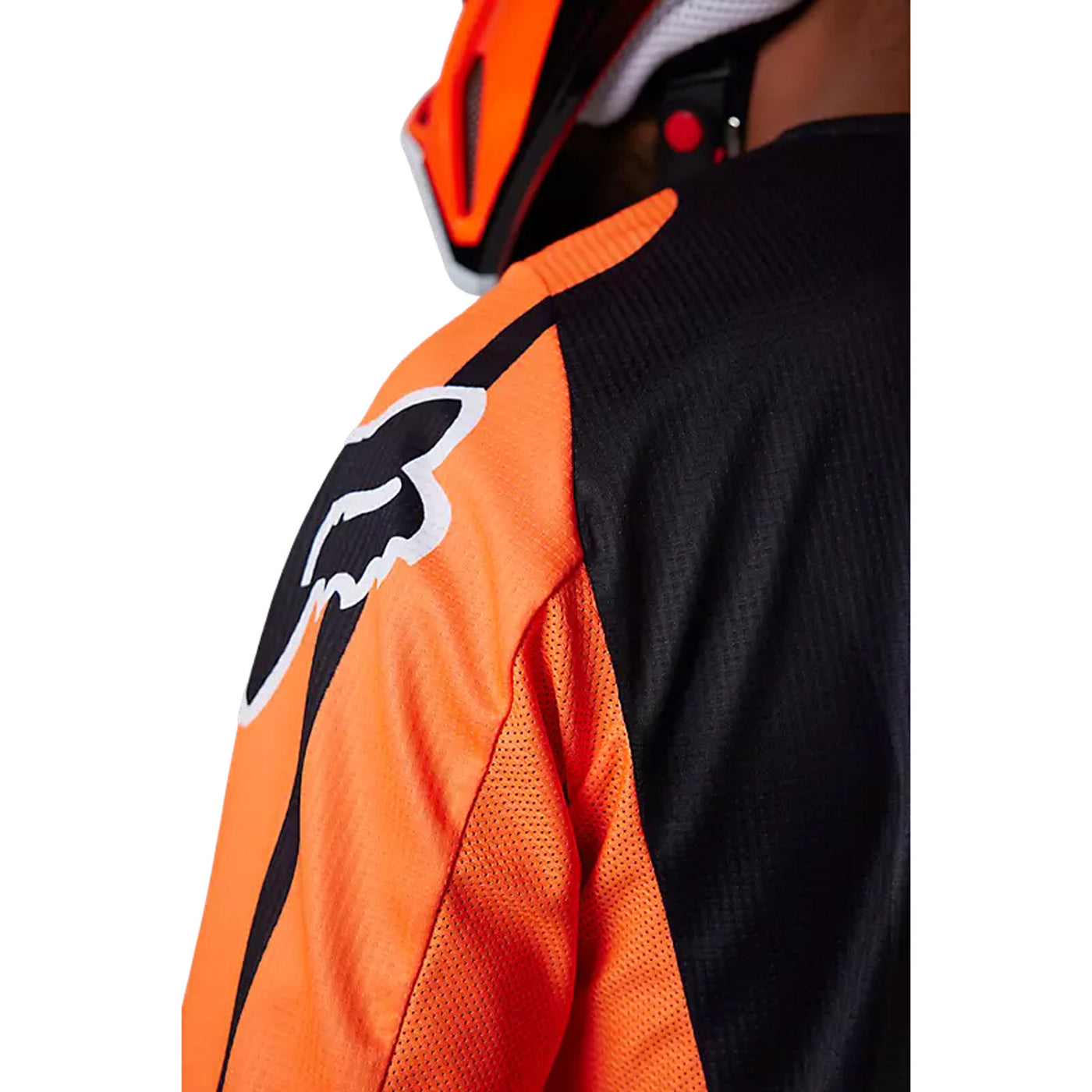 Fox Racing 180 Leed Jersey Fluorescent Orange - Close-Up of Shoulder Graphic