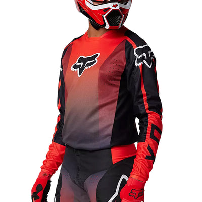 Fox Racing 180 Leed Jersey Fluorescent Red - Front Side View of Model Posing in Jersey