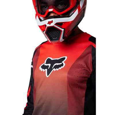 Fox Racing 180 Leed Jersey Fluorescent Red - Close-Up of Chest Graphic and Details