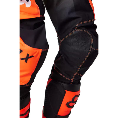 Fox Racing 180 Leed Pants Fluorescent Orange - Close-up of Inner-Knee Leather Panel