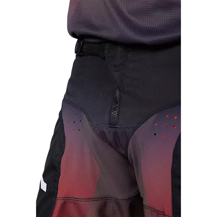 Fox Racing 180 Leed Pants Fluorescent Red - Close-up of Zipper Details