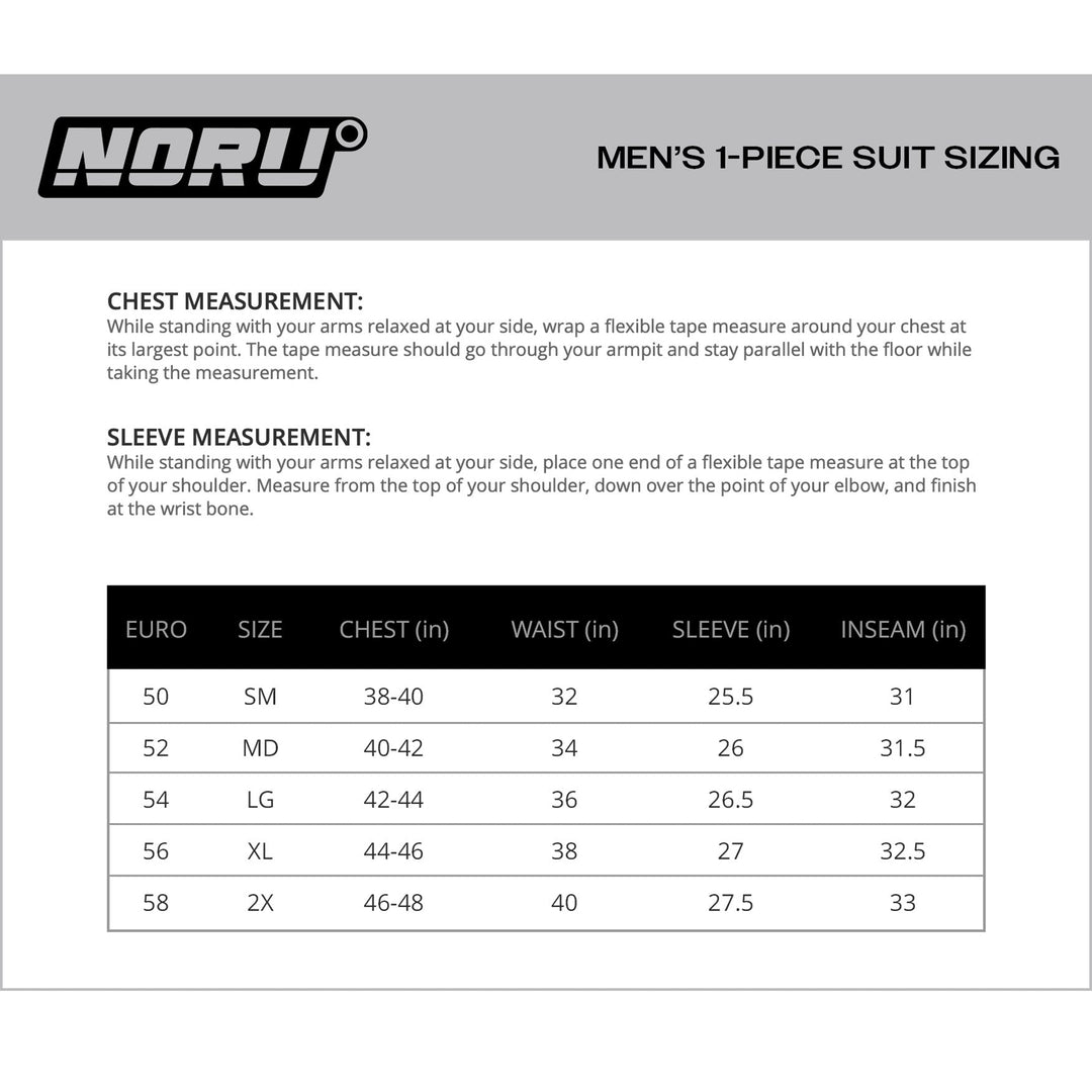 Noru Twenty-Eight 1-Piece Race Suit - Size Chart