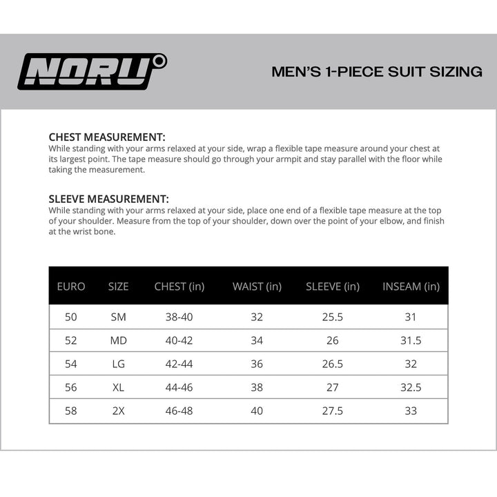 Noru Twenty-Eight 1-Piece Race Suit - Size Chart