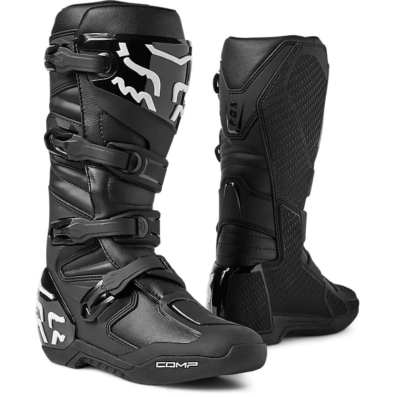 Fox Racing Comp Boots Black - Front Side View of Pair