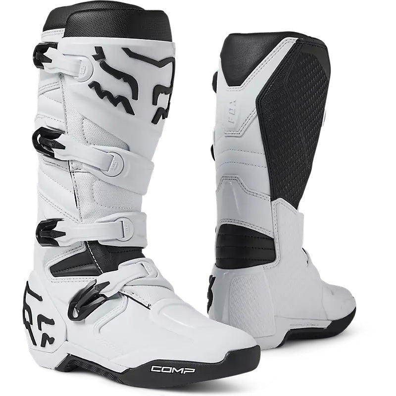Fox Racing Comp Boots White - Front Side View of Pair