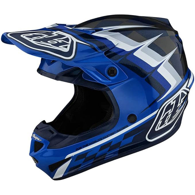 Troy Lee Designs SE4 Polyacrylite Helmet w/MIPS - Warped Blue - Front Side View