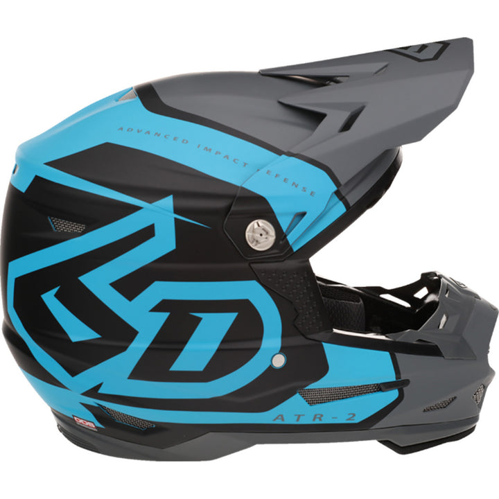 6D Helmets ATR-2 Torque Helmet Cyan/Gray - Side View