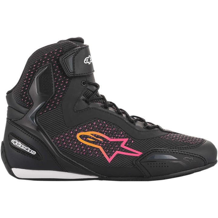 Alpinestars Stella Faster-3 Rideknit Riding Shoe Black/Yellow/Pink - Outer Side View