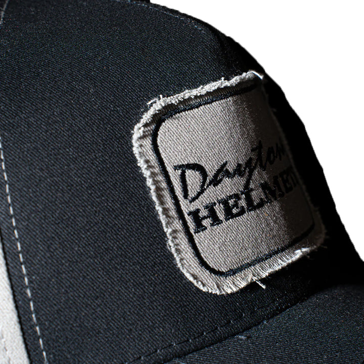 Daytona Helmets Distressed Cap - Close-Up of Front Side View of Logo