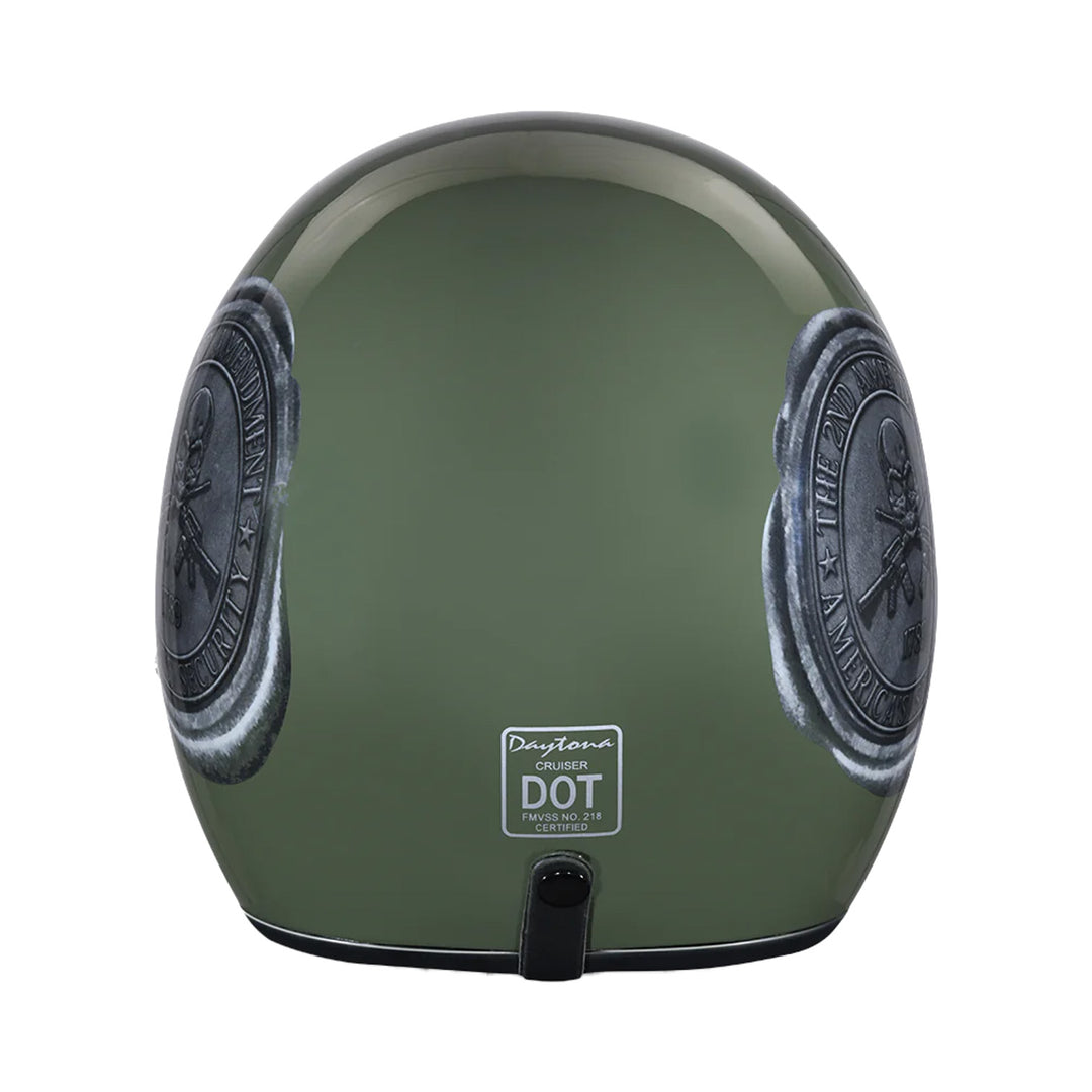 Daytona Helmets D.O.T. Cruiser Helmet - 2nd Amendment Seal - Rear View