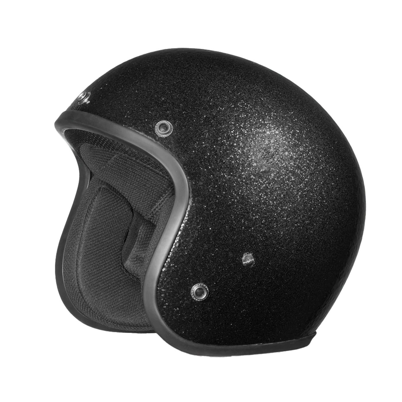 Daytona Helmets D.O.T. Cruiser Helmet Black Metal Flake - Front Left Side View without Visor