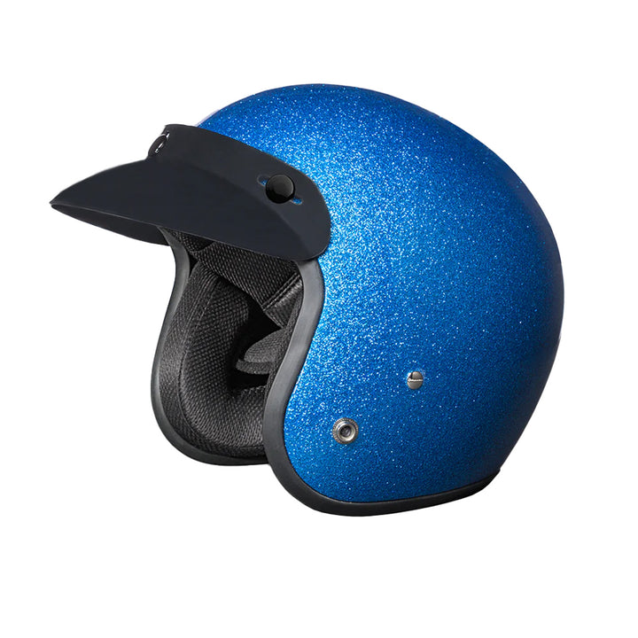 Daytona Helmets D.O.T. Cruiser Helmet Blue Metal Flake - Front Left Side View