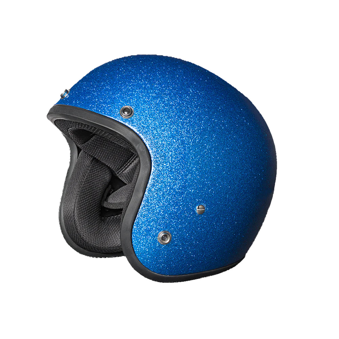 Daytona Helmets D.O.T. Cruiser Helmet Blue Metal Flake - Front Left Side View without Visor