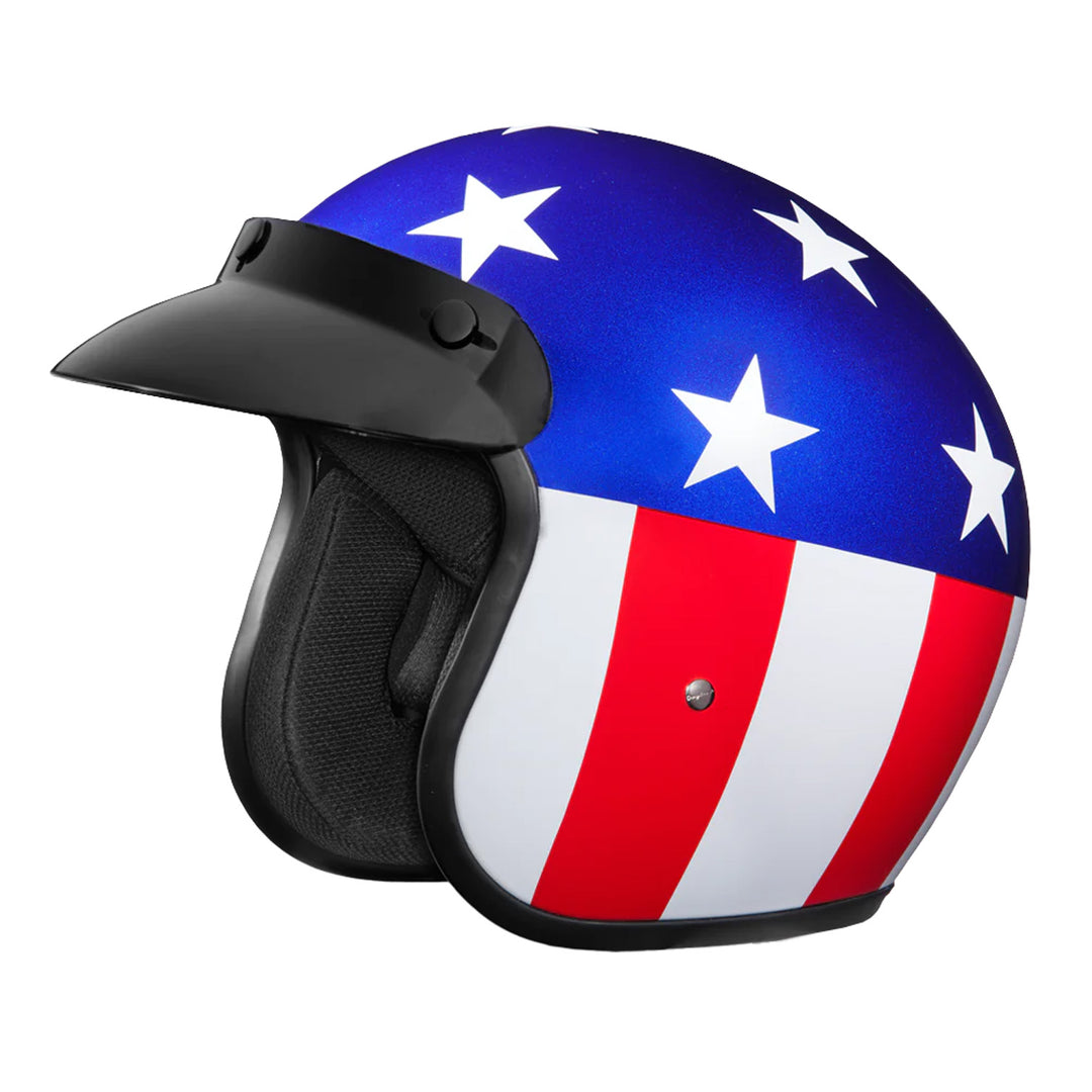 Daytona Helmets D.O.T. Cruiser Helmet - Captain America - Front Left Side View