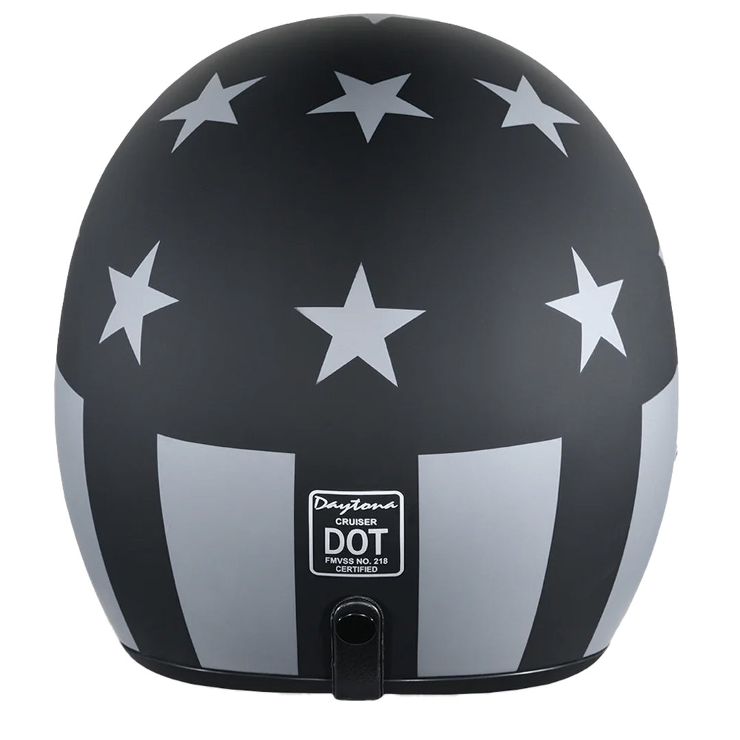 Daytona Helmets D.O.T. Cruiser Helmet - Captain America Stealth - Rear View