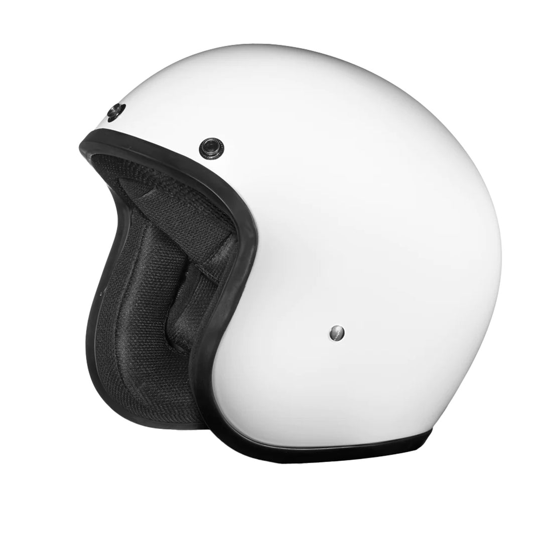 Daytona Helmets D.O.T. Cruiser Helmet Gloss White - Front Left Side View without Visor