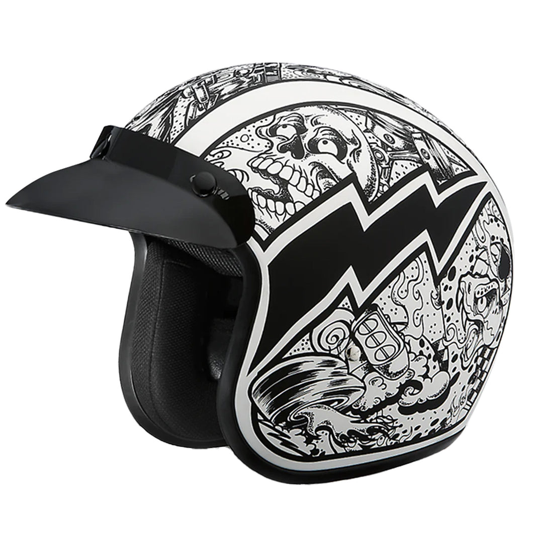 Daytona Helmets D.O.T. Cruiser Helmet - Graffiti - Front Left Side View