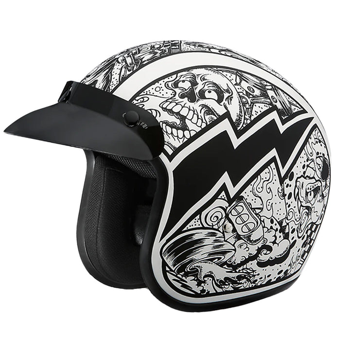 Daytona Helmets D.O.T. Cruiser Helmet - Graffiti - Front Left Side View