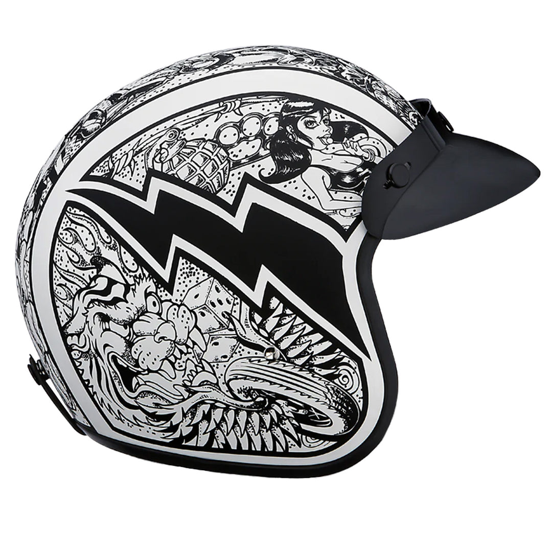 Daytona Helmets D.O.T. Cruiser Helmet - Graffiti - Right Side View