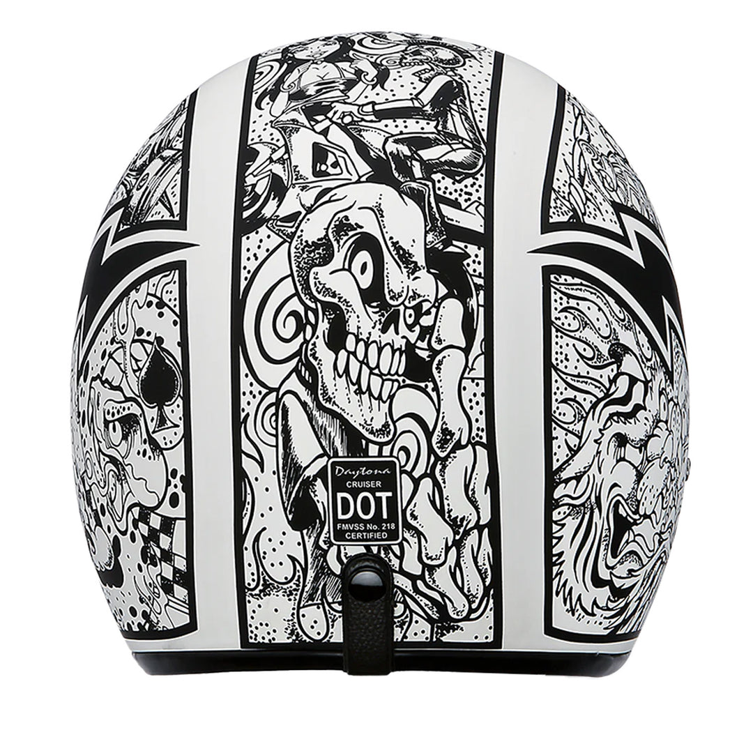Daytona Helmets D.O.T. Cruiser Helmet - Graffiti - Rear View