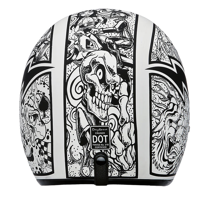 Daytona Helmets D.O.T. Cruiser Helmet - Graffiti - Rear View