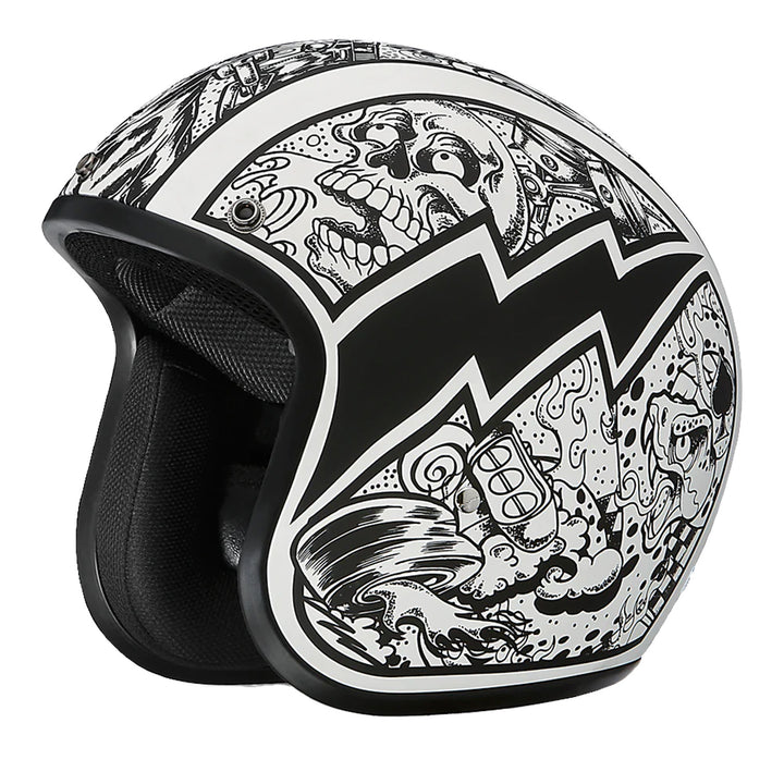 Daytona Helmets D.O.T. Cruiser Helmet - Graffiti - Front Left Side View without Visor