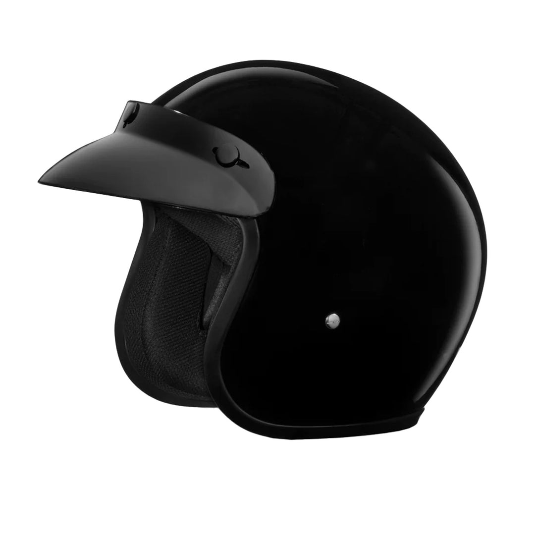 Daytona Helmets D.O.T. Cruiser Jr Helmet Gloss Black - Front Left Side View