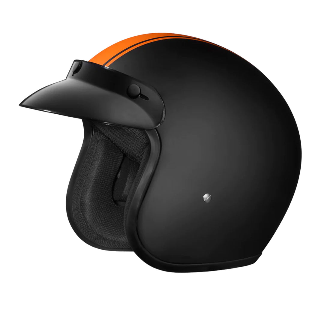 Daytona Helmets D.O.T. Cruiser Helmet - Orange Pinstripe - Front Left Side View