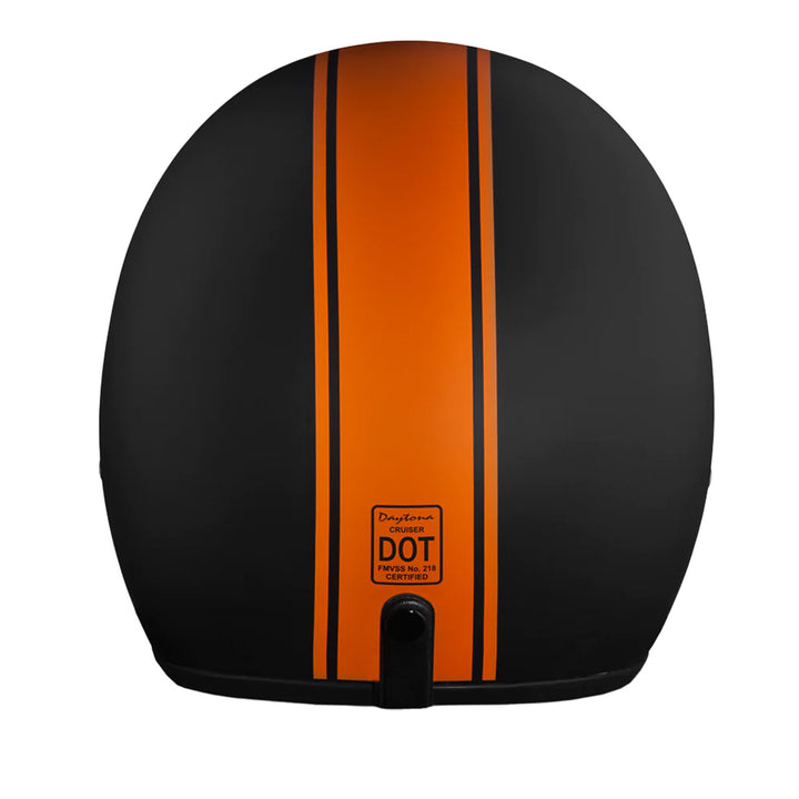 Daytona Helmets D.O.T. Cruiser Helmet - Orange Pinstripe - Rear View