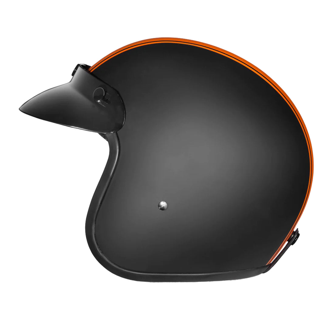 Daytona Helmets D.O.T. Cruiser Helmet - Orange Pinstripe - Left Side View
