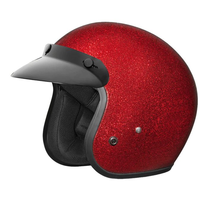 Daytona Helmets D.O.T. Cruiser Helmet Red Metal Flake - Front Left Side View