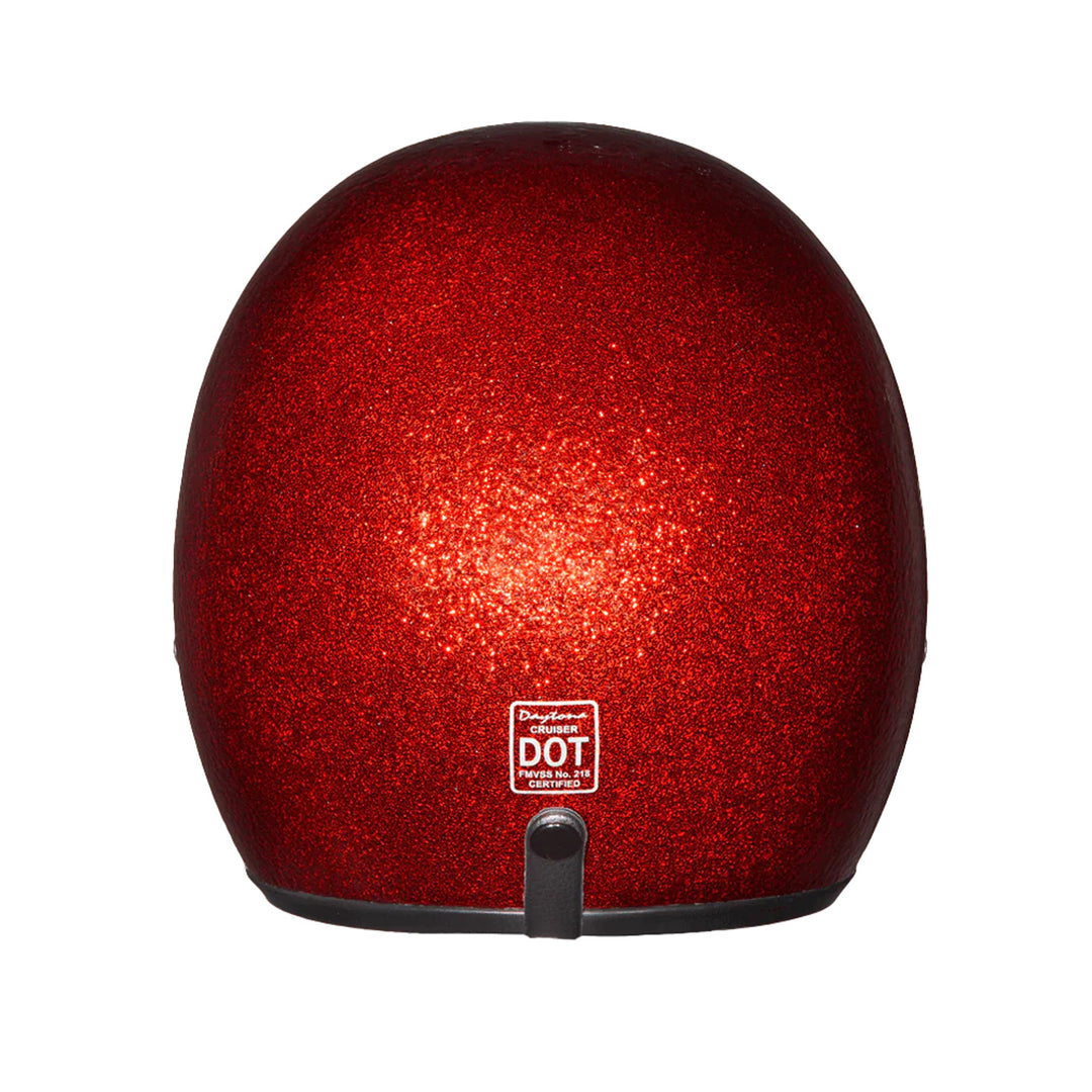 Daytona Helmets D.O.T. Cruiser Helmet Red Metal Flake - Rear View