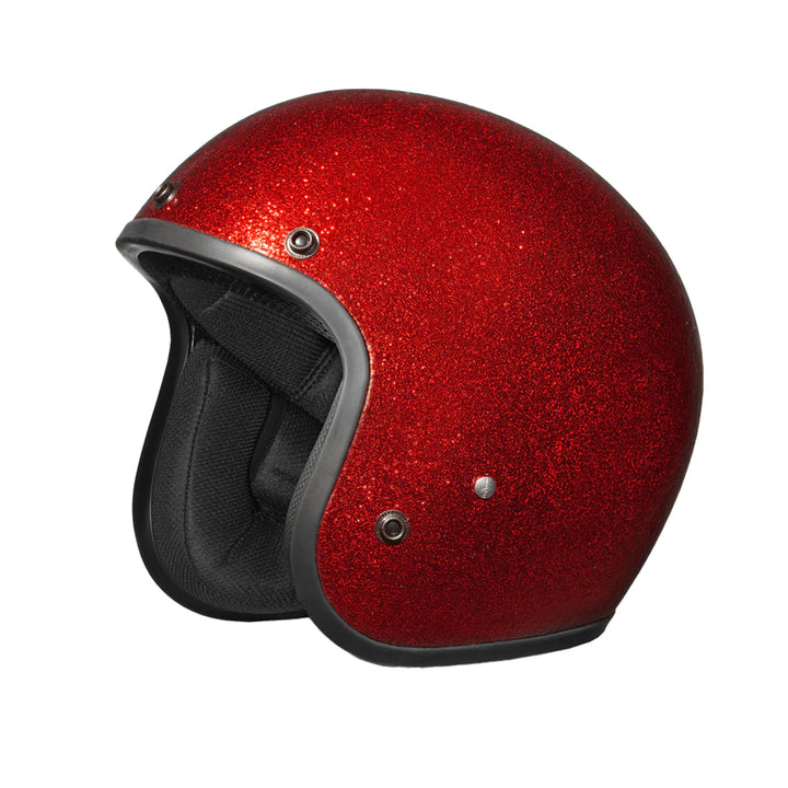 Daytona Helmets D.O.T. Cruiser Helmet Red Metal Flake - Front Left Side View without Visor