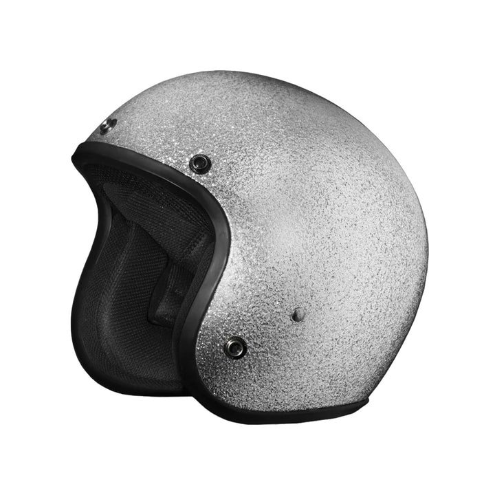 Daytona Helmets D.O.T. Cruiser Helmet Silver Metal Flake - Front Left Side View without Visor