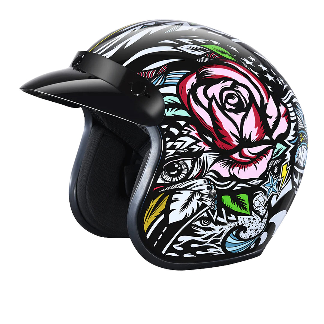 Daytona Helmets D.O.T. Cruiser Helmet - Tribal - Front Left Side View