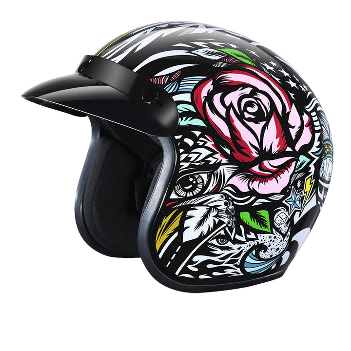 Daytona Helmets D.O.T. Cruiser Helmet - Tribal - Front Left Side View