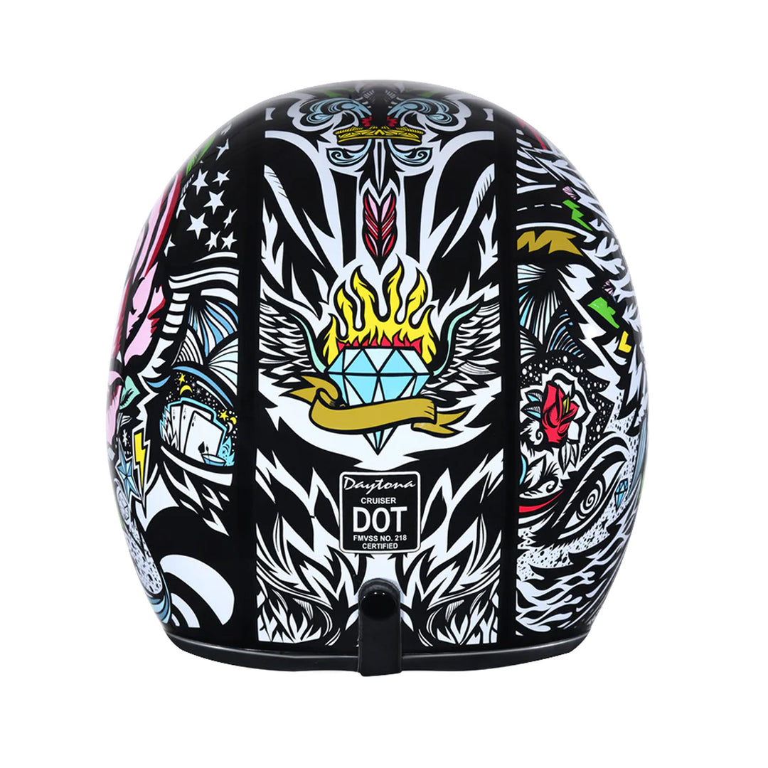 Daytona Helmets D.O.T. Cruiser Helmet - Tribal - Rear View