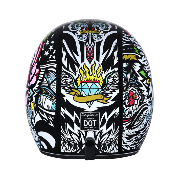 Daytona Helmets D.O.T. Cruiser Helmet - Tribal - Rear View