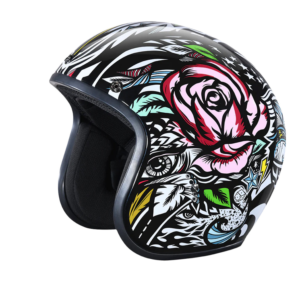 Daytona Helmets D.O.T. Cruiser Helmet - Tribal - Front Left Side View without Visor